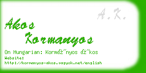 akos kormanyos business card